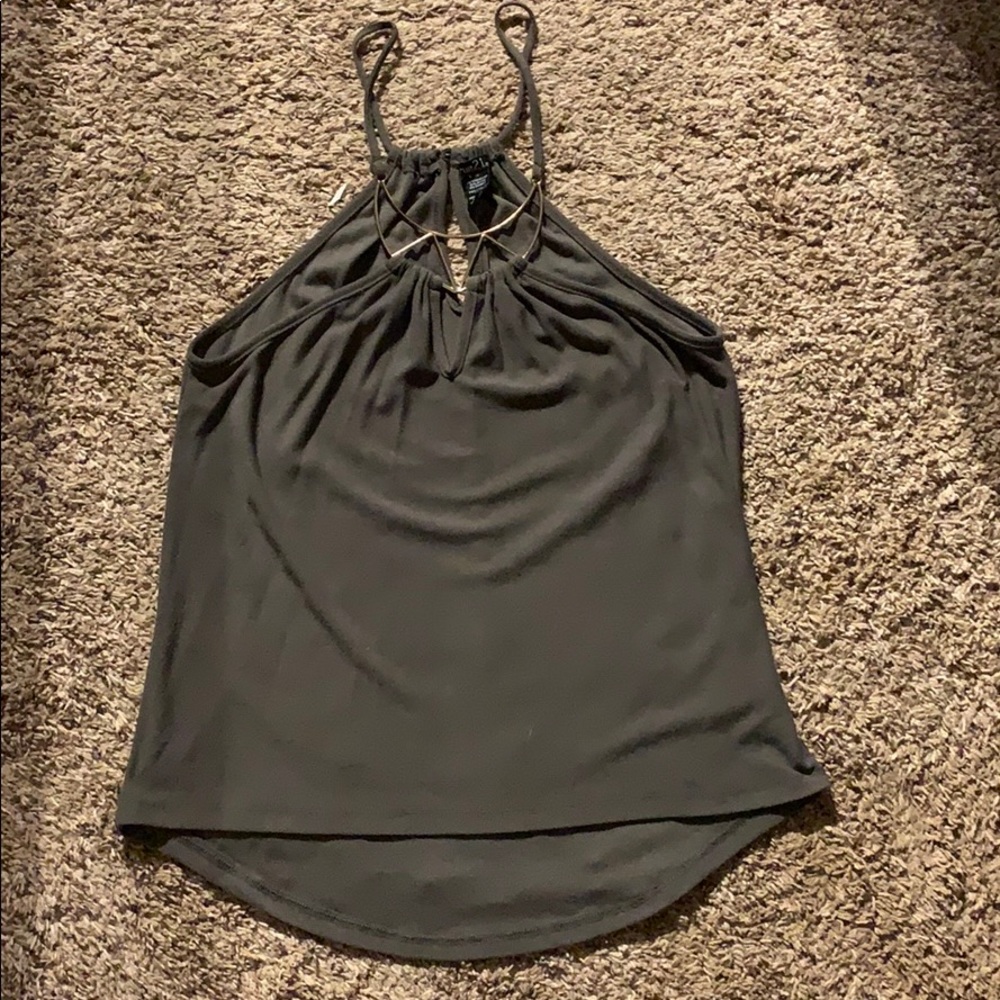 army green tank top with gold embellishment